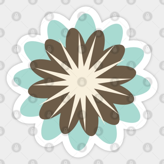 Retro Flower in Light Blue, Brown and Cream Sticker by tramasdesign